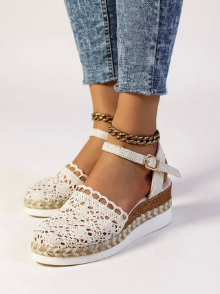 Sandalias de verano de ganchillo para mujer | Con tiras de hebilla
