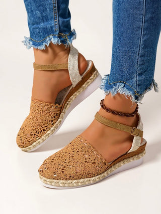 Sandalias de verano de ganchillo para mujer | Con tiras de hebilla