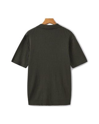 Pánské žebrované polo tričko | Krátký rukáv