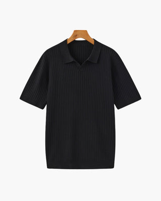 Pánské žebrované polo tričko | Krátký rukáv