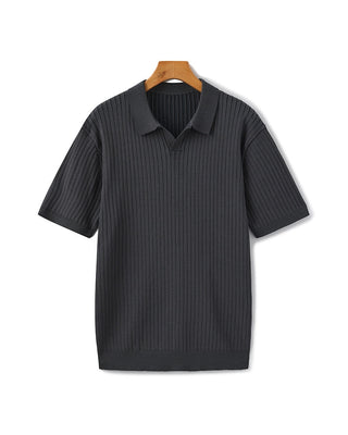 Pánské žebrované polo tričko | Krátký rukáv