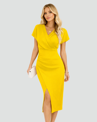 Damen Wickel Cocktailkleid | Midi