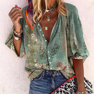 Dámská letní halenka s květinovým vzorem | boho