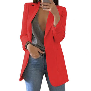 Damen Casual Blazer mit Offener Vorderseite | Lang