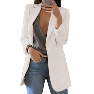 Damen Casual Blazer mit Offener Vorderseite | Lang