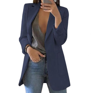 Damen Casual Blazer mit Offener Vorderseite | Lang