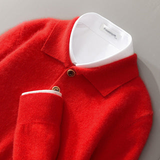Men's Polo Collar Knit Sweater | One-Button