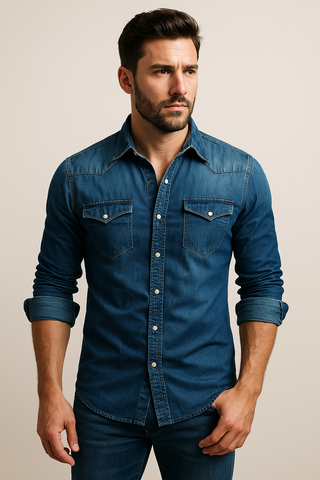 Men’s Denim Casual Shirt | Long Sleeve