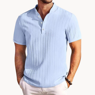 Herren Geripptes Henley Shirt | Kurzarm