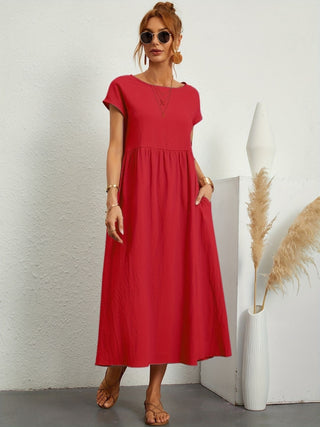 Damen Elegantes Kurzarmkleid | Maxi