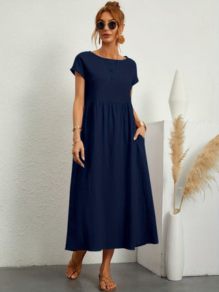 Damen Elegantes Kurzarmkleid | Maxi