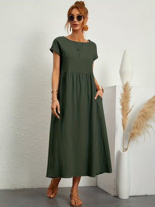 Damen Elegantes Kurzarmkleid | Maxi