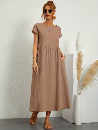 Damen Elegantes Kurzarmkleid | Maxi