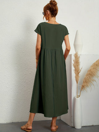 Damen Elegantes Kurzarmkleid | Maxi