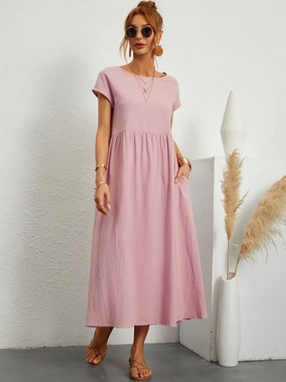 Damen Elegantes Kurzarmkleid | Maxi