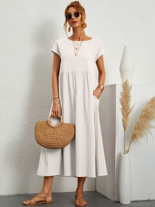 Damen Elegantes Kurzarmkleid | Maxi