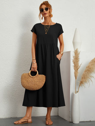 Damen Elegantes Kurzarmkleid | Maxi