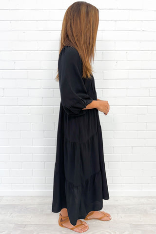 Damen Knopf Lockeres Kleid | Boho Midi
