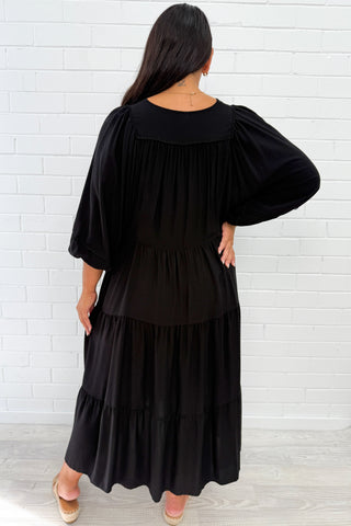 Damen Knopf Lockeres Kleid | Boho Midi