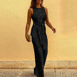 Damski elegancki kombinezon na imprezę z cekinami