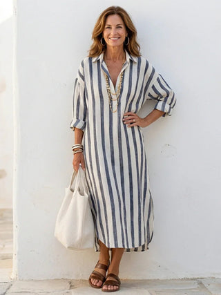 Robe chemise rayée femme | Maxi