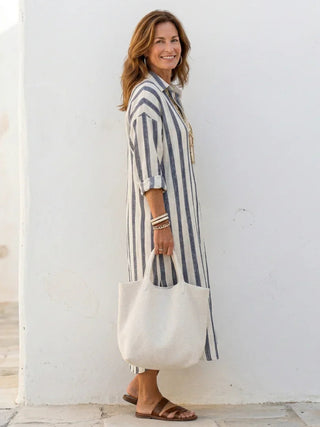 Robe chemise rayée femme | Maxi