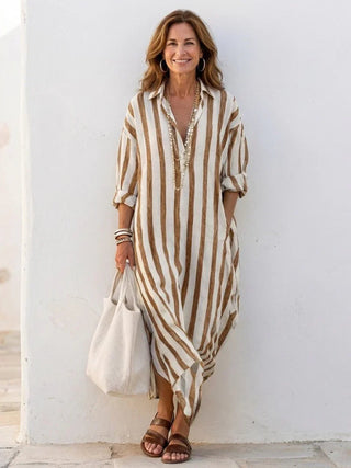 Robe chemise rayée femme | Maxi