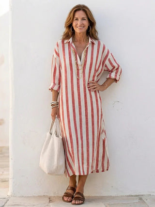 Robe chemise rayée femme | Maxi