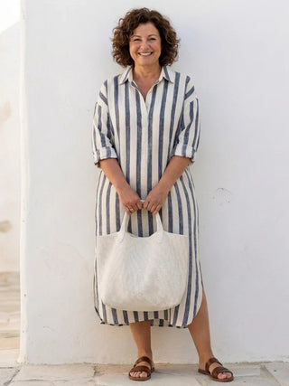 Robe chemise rayée femme | Maxi