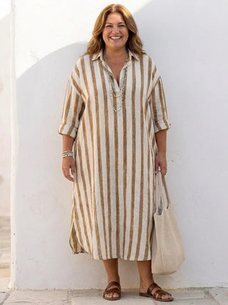 Robe chemise rayée femme | Maxi