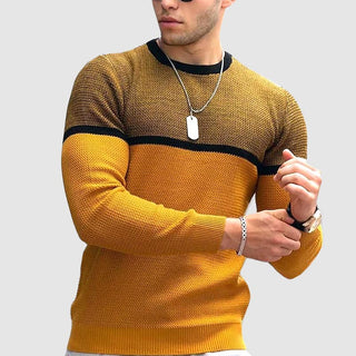 Men's Two-Tone Knit Sweater | Crew Neckline