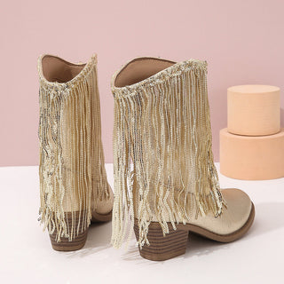 Women's Fringe Western Boots | Block Heel