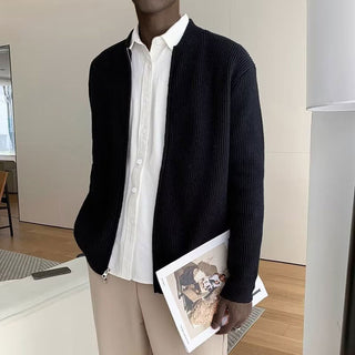 Herren-Strickjacke mit Reißverschluss | Gerippter Saum