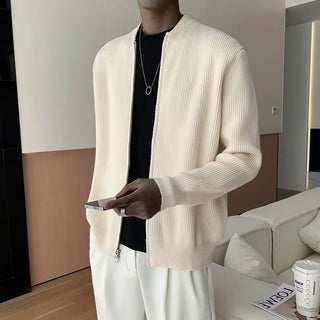 Herren-Strickjacke mit Reißverschluss | Gerippter Saum