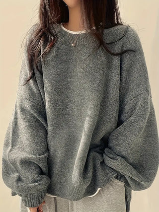Women's winter pullover with crew neck | oversized