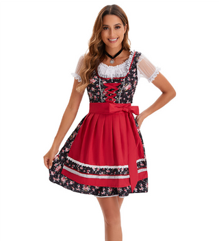 Vestido dirndl del Oktoberfest para mujer | Mini bordado con cordones