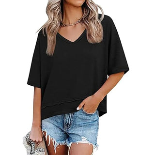 Damen Casual Bluse mit V-Ausschnitt | Oversized