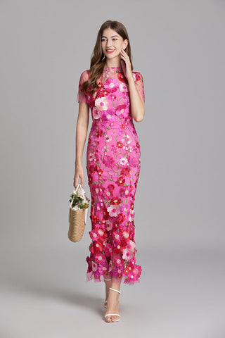 Vestido bordado para mujer con estampado floral | Maxi