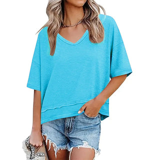 Damen Casual Bluse mit V-Ausschnitt | Oversized