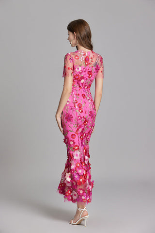 Vestido bordado para mujer con estampado floral | Maxi