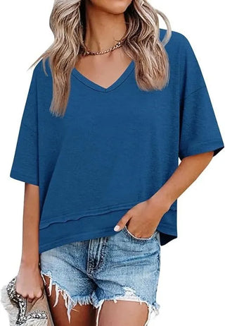 Damen Casual Bluse mit V-Ausschnitt | Oversized