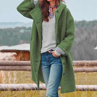 Women's button coat | Casual long cut