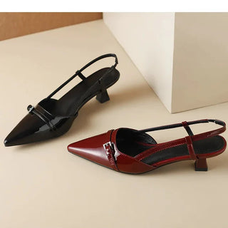 Damskie buty na obcasie z paskiem z tyłu | eleganckie