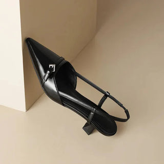 Damskie buty na obcasie z paskiem z tyłu | eleganckie
