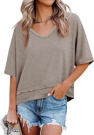 Damen Casual Bluse mit V-Ausschnitt | Oversized