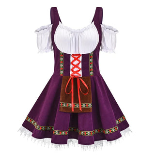 Damen Oktoberfest Dirndl Mini Kleid | Schnürung