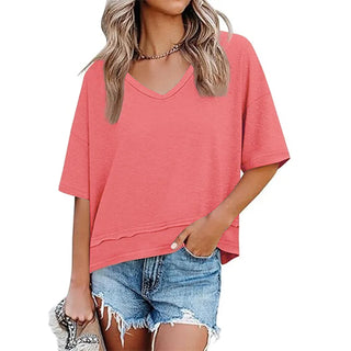 Damen Casual Bluse mit V-Ausschnitt | Oversized