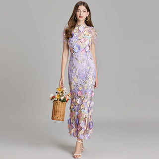 Vestido bordado para mujer con estampado floral | Maxi