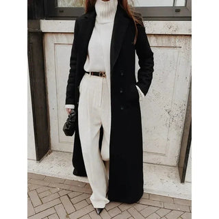 Women's Long Double-Breasted Winter Trench Coat | Classic