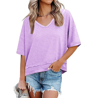 Damen Casual Bluse mit V-Ausschnitt | Oversized